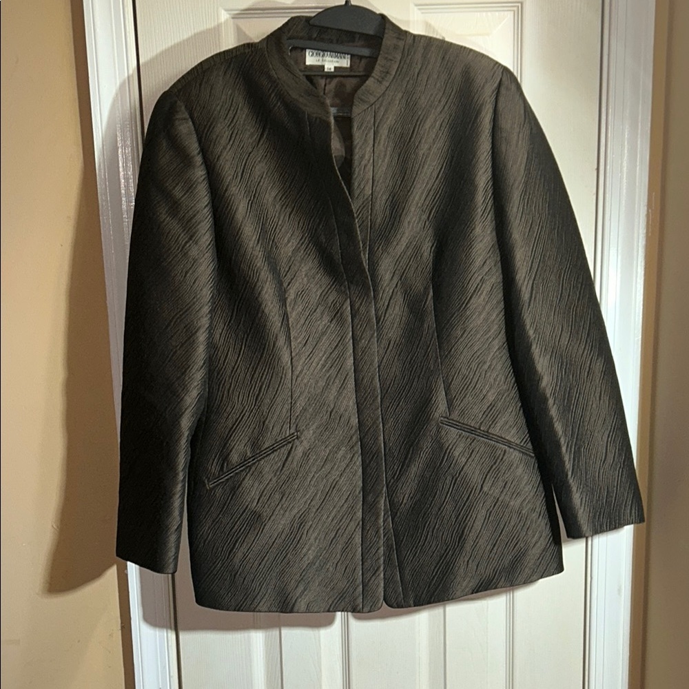 Giorgio Armani Brown Blazer with Mandarin Collar
